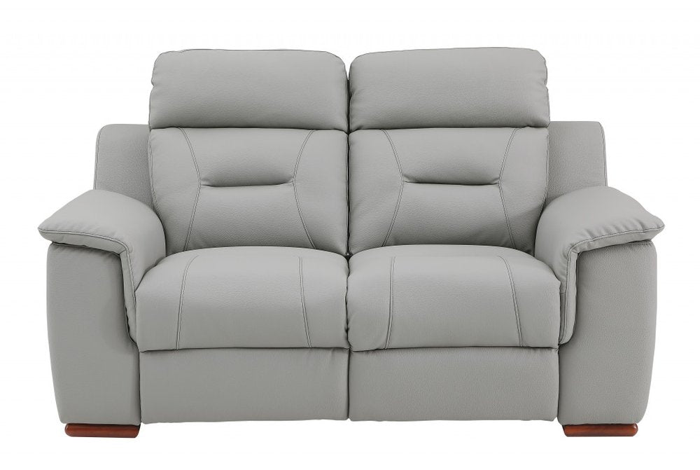 Three Piece Indoor Gray Genuine Leather Five Person Seating Set HomeRoots