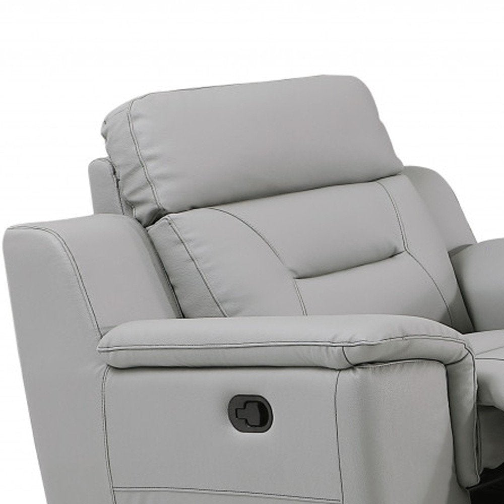 Three Piece Indoor Gray Genuine Leather Five Person Seating Set HomeRoots