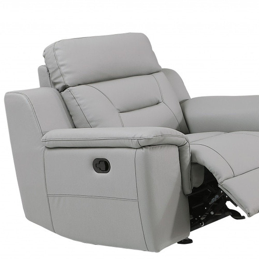 Three Piece Indoor Gray Genuine Leather Five Person Seating Set HomeRoots