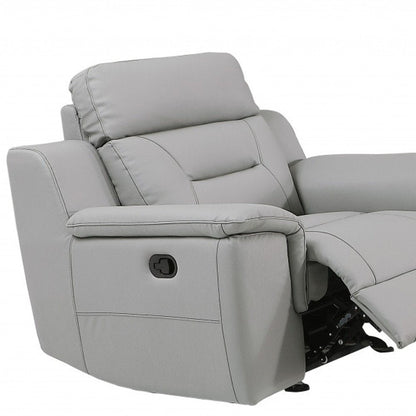 Three Piece Indoor Gray Genuine Leather Five Person Seating Set HomeRoots