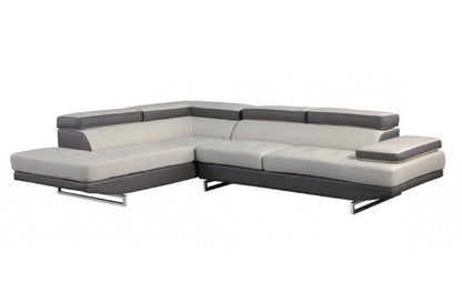 Gray Leather L Shaped Two Piece Corner Sectional HomeRoots