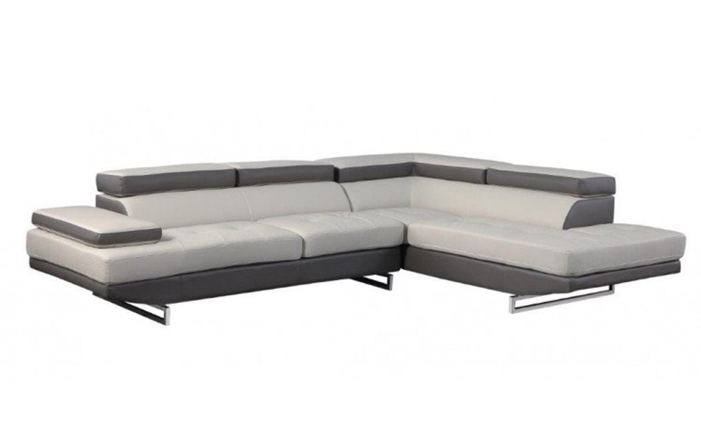 Gray Leather L Shaped Two Piece Corner Sectional HomeRoots