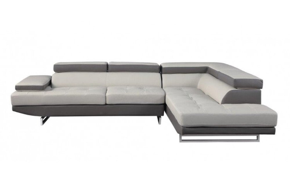 Gray Leather L Shaped Two Piece Corner Sectional HomeRoots