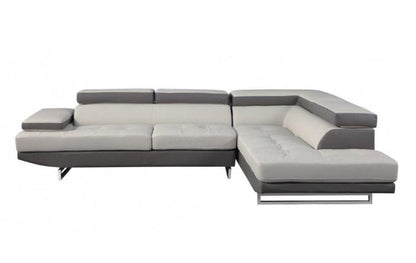 Gray Leather L Shaped Two Piece Corner Sectional HomeRoots