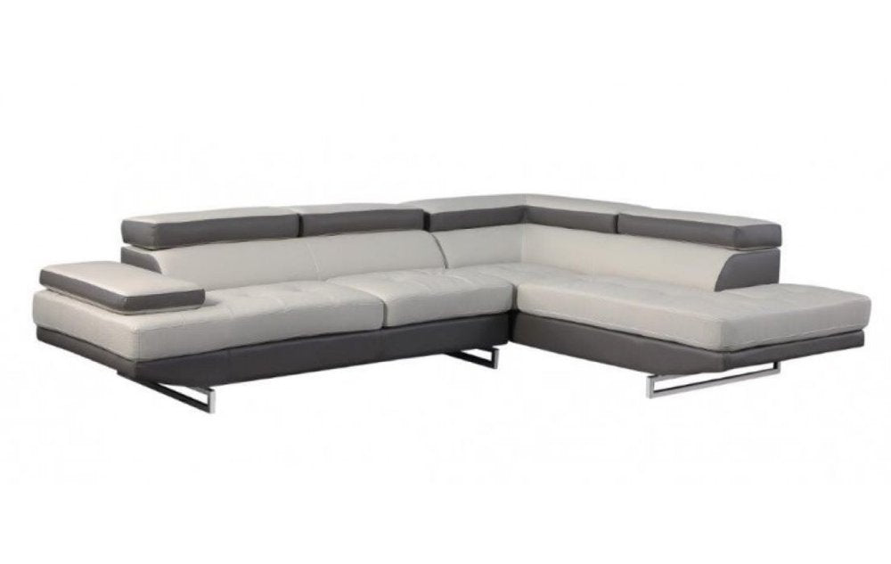 Gray Leather L Shaped Two Piece Corner Sectional HomeRoots