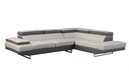 Gray Leather L Shaped Two Piece Corner Sectional HomeRoots
