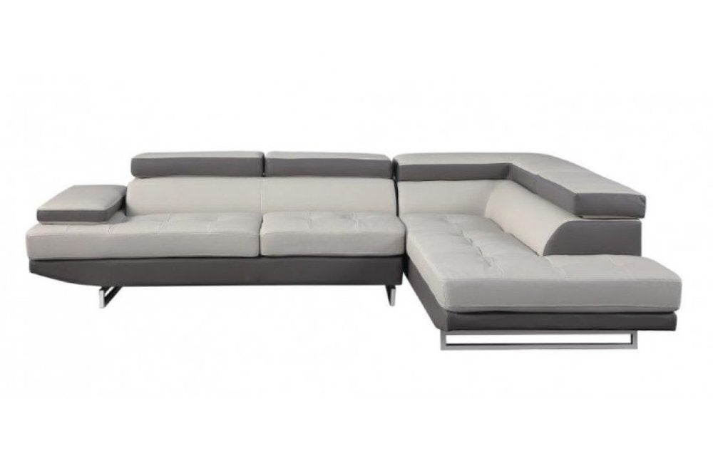 Gray Leather L Shaped Two Piece Corner Sectional HomeRoots