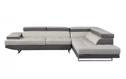Gray Leather L Shaped Two Piece Corner Sectional HomeRoots