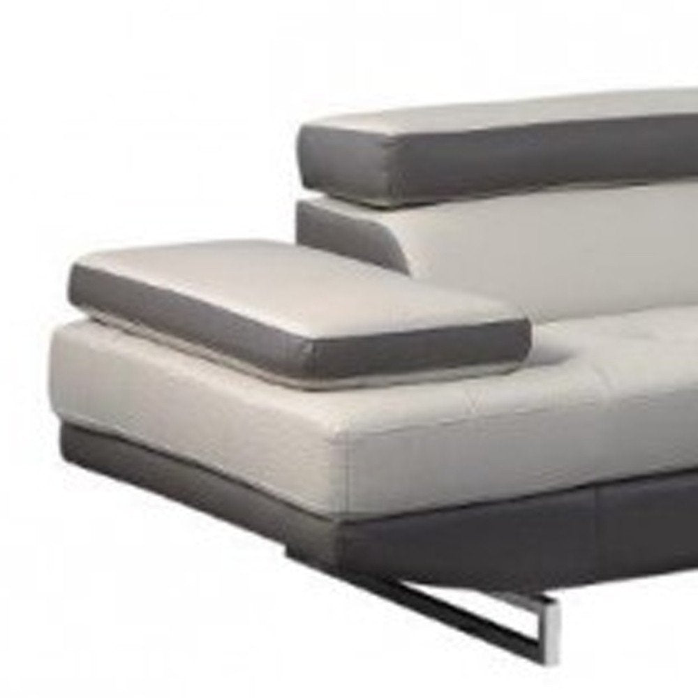 Gray Leather L Shaped Two Piece Corner Sectional HomeRoots