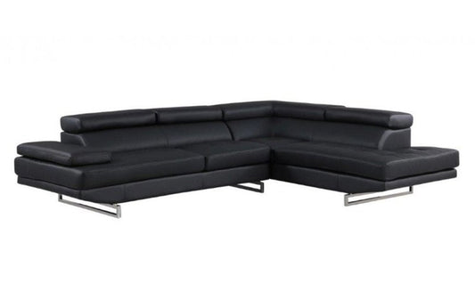 Black Leather L Shaped Two Piece Corner Sectional HomeRoots