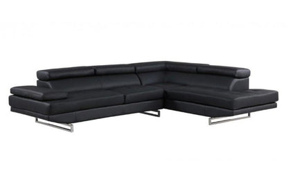 Black Leather L Shaped Two Piece Corner Sectional HomeRoots