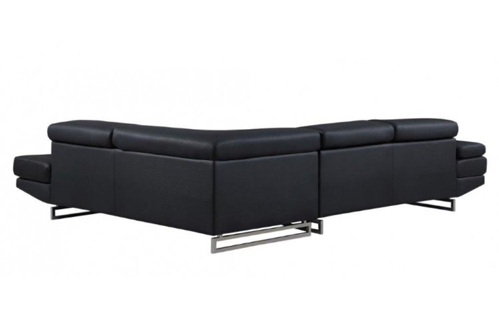 Black Leather L Shaped Two Piece Corner Sectional HomeRoots