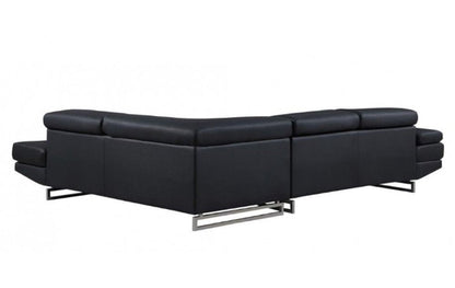 Black Leather L Shaped Two Piece Corner Sectional HomeRoots