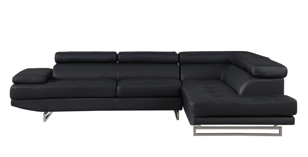Black Leather L Shaped Two Piece Corner Sectional HomeRoots