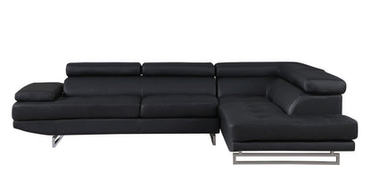 Black Leather L Shaped Two Piece Corner Sectional HomeRoots