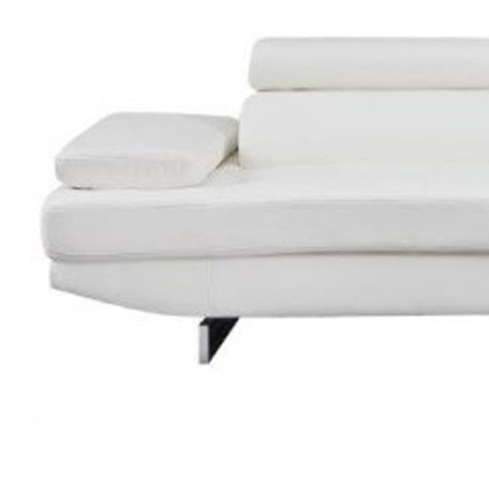 White Leather L Shaped Two Piece Corner Sectional HomeRoots