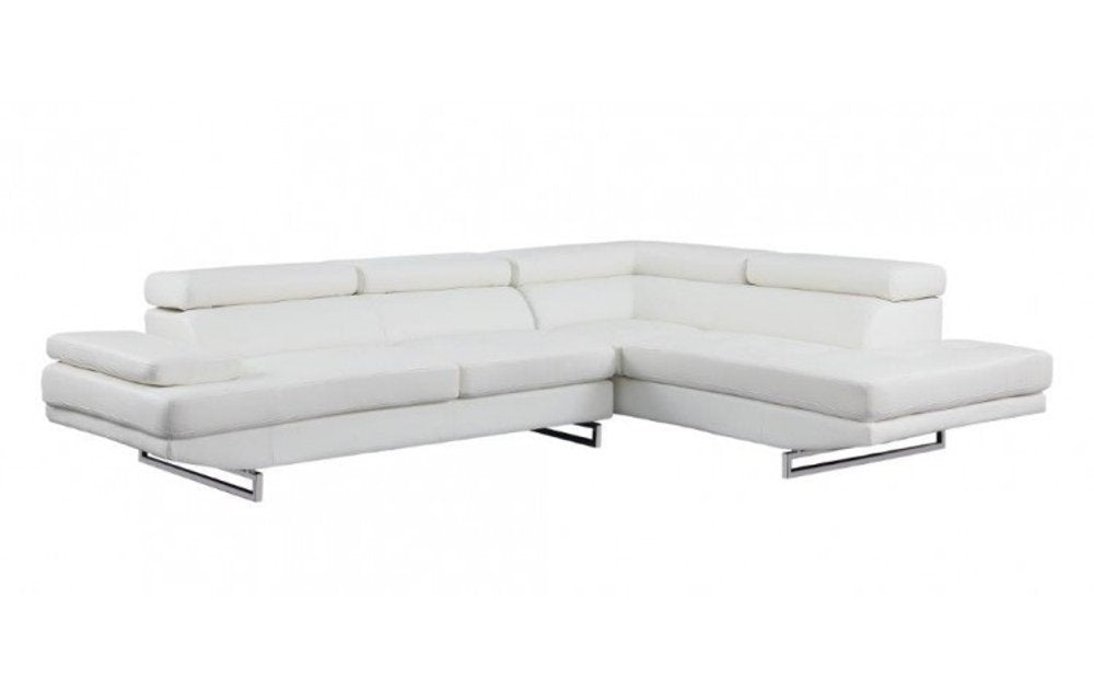 White Leather L Shaped Two Piece Corner Sectional HomeRoots