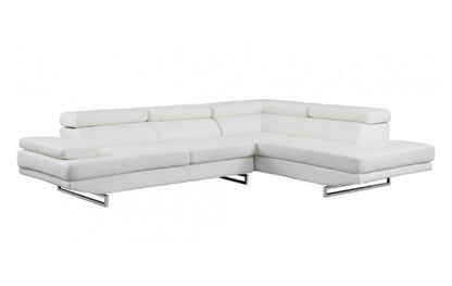White Leather L Shaped Two Piece Corner Sectional HomeRoots