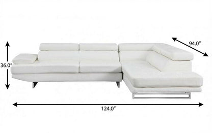 White Leather L Shaped Two Piece Corner Sectional HomeRoots
