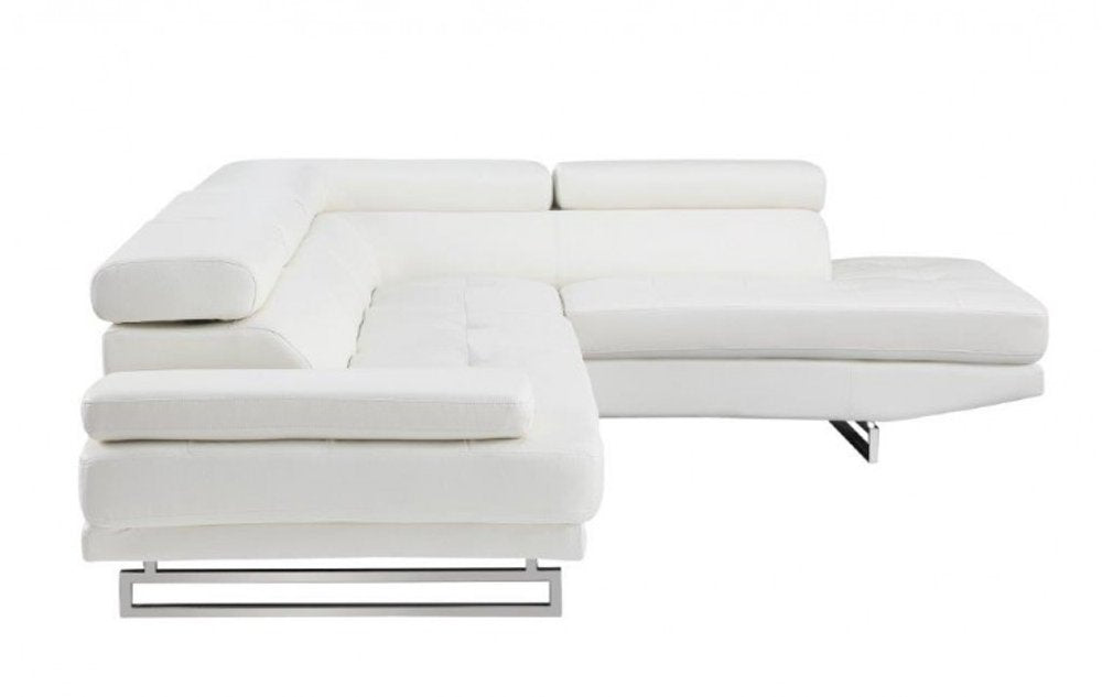 White Leather L Shaped Two Piece Corner Sectional HomeRoots