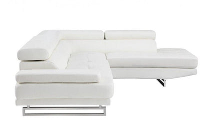 White Leather L Shaped Two Piece Corner Sectional HomeRoots