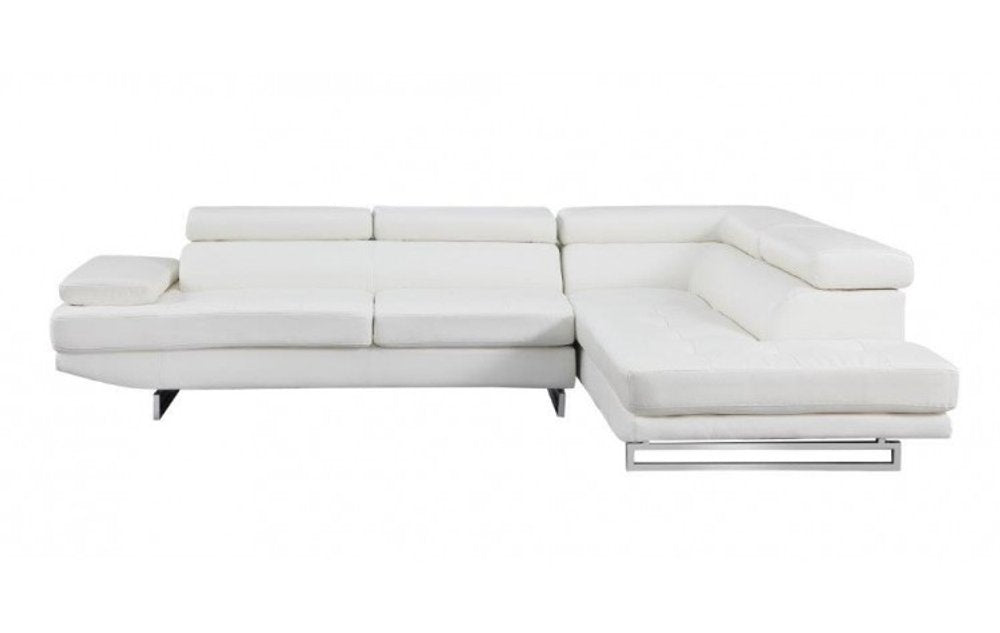 White Leather L Shaped Two Piece Corner Sectional HomeRoots