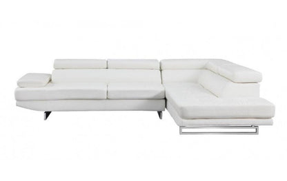 White Leather L Shaped Two Piece Corner Sectional HomeRoots
