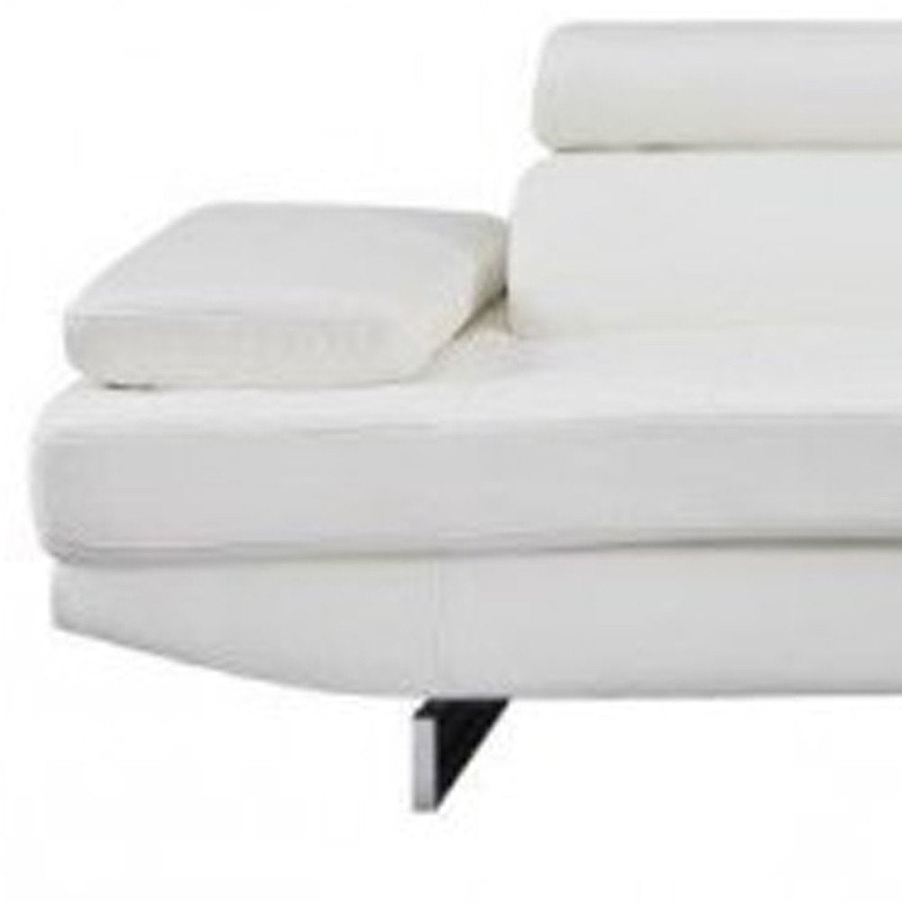 White Leather L Shaped Two Piece Corner Sectional — view 5