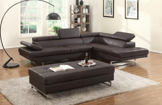 Brown Leather L Shaped Two Piece Corner Sectional HomeRoots