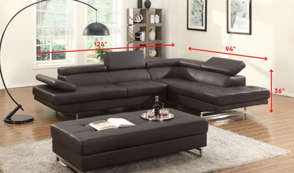 Brown Leather L Shaped Two Piece Corner Sectional HomeRoots