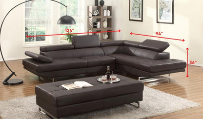 Brown Leather L Shaped Two Piece Corner Sectional HomeRoots