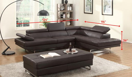 Brown Leather L Shaped Two Piece Corner Sectional HomeRoots
