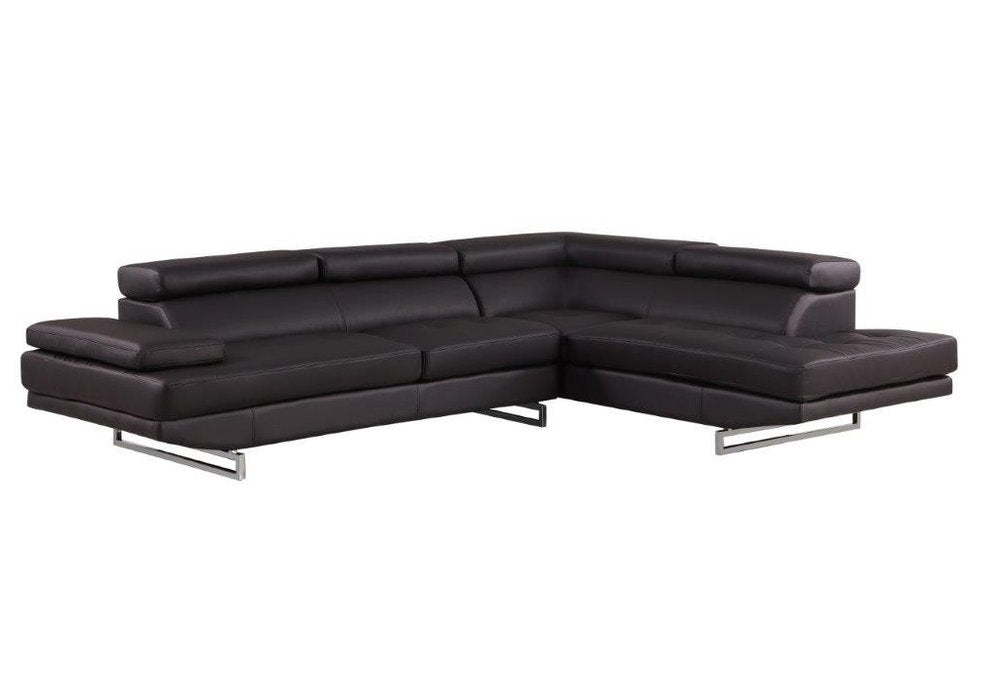 Brown Leather L Shaped Two Piece Corner Sectional HomeRoots