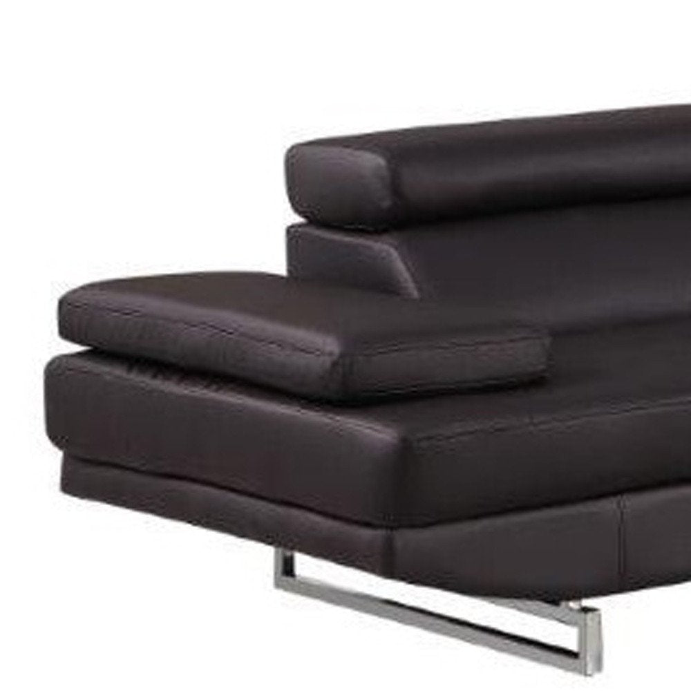 Brown Leather L Shaped Two Piece Corner Sectional HomeRoots