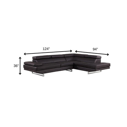 Brown Leather L Shaped Two Piece Corner Sectional HomeRoots