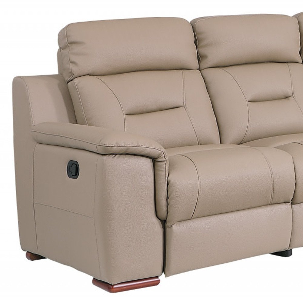 Two Piece Indoor Beige Genuine Leather Five Person Seating Set HomeRoots