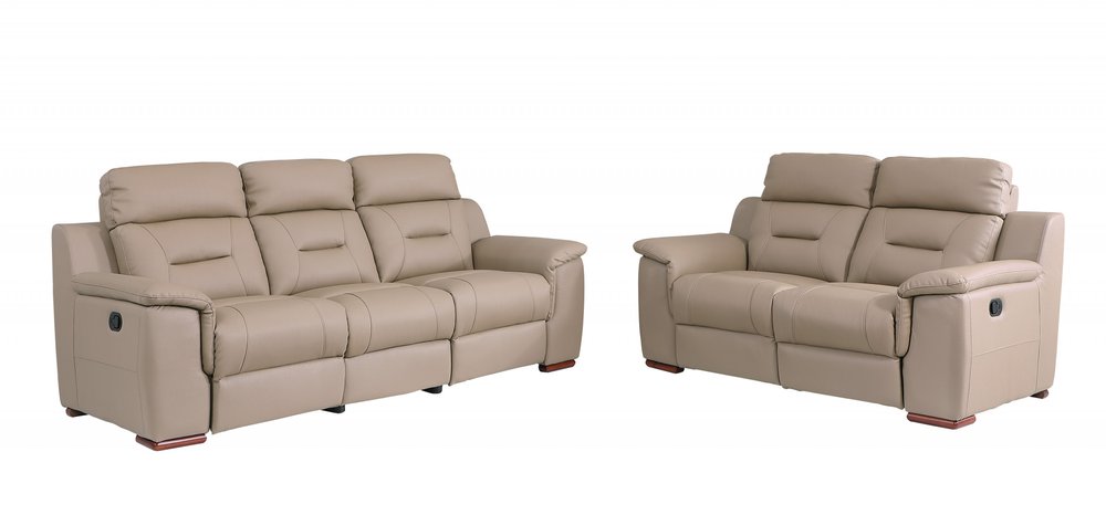 Two Piece Indoor Beige Genuine Leather Five Person Seating Set HomeRoots