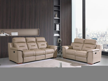 Two Piece Indoor Beige Genuine Leather Five Person Seating Set HomeRoots