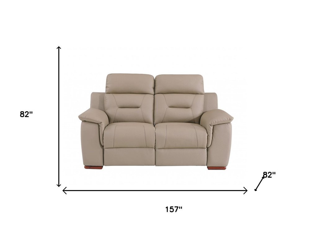 Two Piece Indoor Beige Genuine Leather Five Person Seating Set HomeRoots
