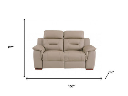 Two Piece Indoor Beige Genuine Leather Five Person Seating Set HomeRoots