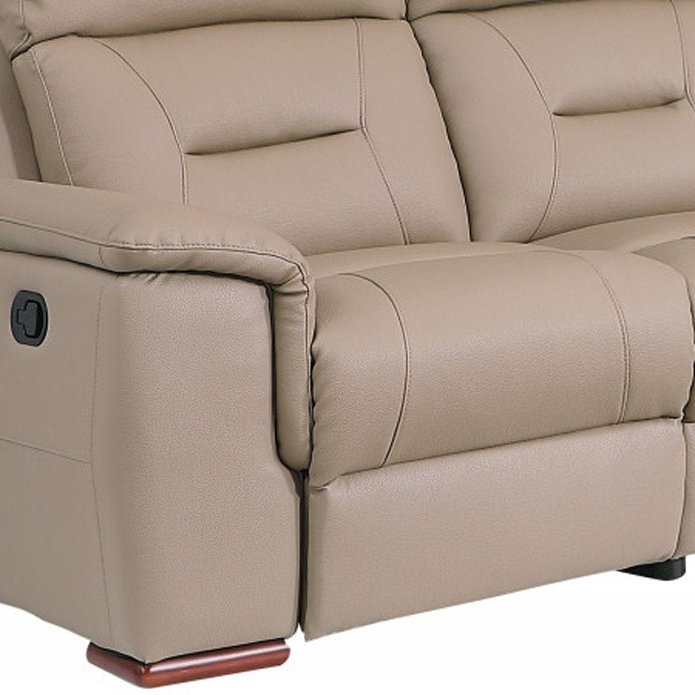 Two Piece Indoor Beige Genuine Leather Five Person Seating Set HomeRoots