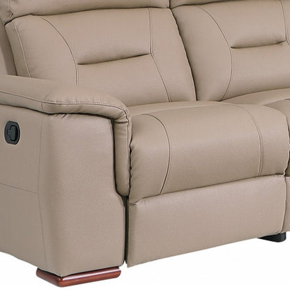Two Piece Indoor Beige Genuine Leather Five Person Seating Set HomeRoots