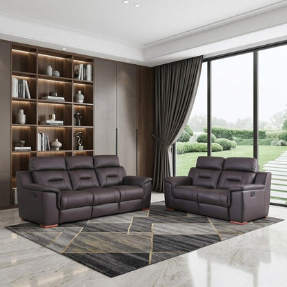 Two Piece Indoor Brown Genuine Leather Five Person Seating Set HomeRoots