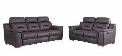 Two Piece Indoor Brown Genuine Leather Five Person Seating Set HomeRoots