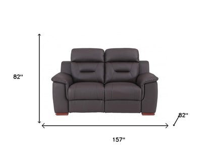 Two Piece Indoor Brown Genuine Leather Five Person Seating Set HomeRoots