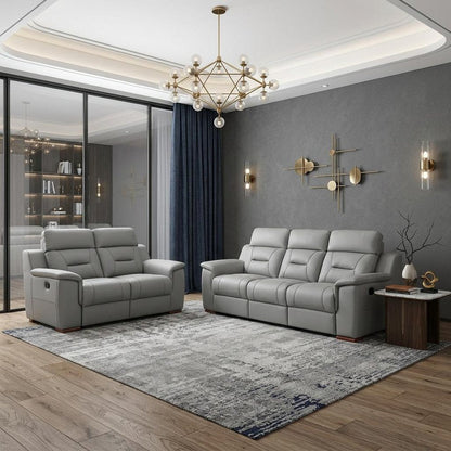 Two Piece Indoor Gray Genuine Leather Five Person Seating Set HomeRoots