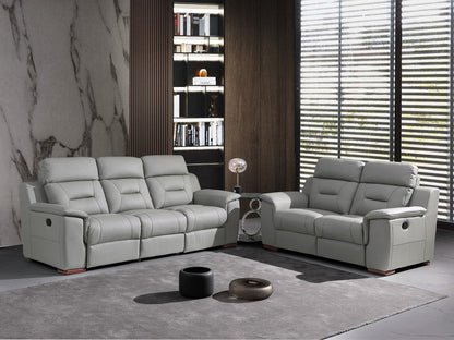 Two Piece Indoor Gray Genuine Leather Five Person Seating Set HomeRoots