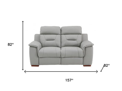 Two Piece Indoor Gray Genuine Leather Five Person Seating Set HomeRoots