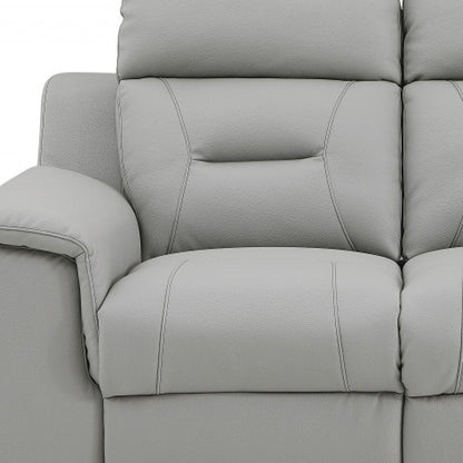 Two Piece Indoor Gray Genuine Leather Five Person Seating Set HomeRoots