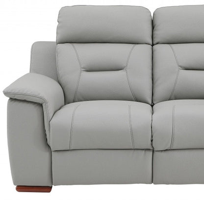 Two Piece Indoor Gray Genuine Leather Five Person Seating Set HomeRoots